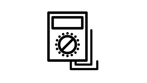 A voltmeter button featuring a prominent circle in the center. Stock Footage 334918781