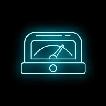 Voltmeter icon showing electrical measurement with blue neon glow Stock Illustration