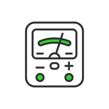 Voltmeter, in line design, green. Voltmeter, Voltage, Meter, Measurement Stock Illustration