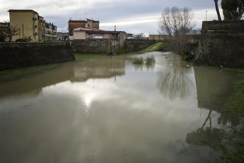 Volturno river in flood Stock Photos