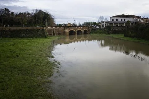 Volturno river in flood Stock Photos