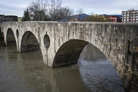 Volturno river in flood Stock Photos