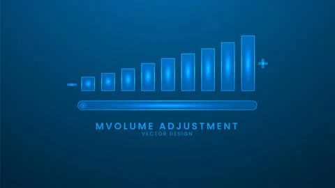 Volume adjustment high, medium and low. Vector illustration with light effe.. Stock Illustration