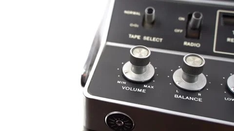 Volume and tone buttons of an old cassette recorder Video stock 251778664