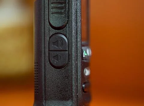 A Volume up and volume down buttons of a walkie talkie 스톡 사진