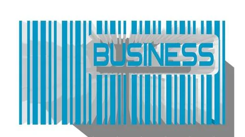 Volume barcode with text blue bar code with long shadow and text business.... Stock Photos