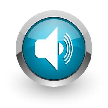 Volume blue silver metallic chrome border web and mobile phone icon on white  Stock Illustration