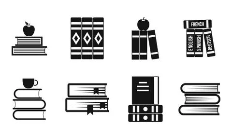 Volume of book icon set, simple style Stock Illustration