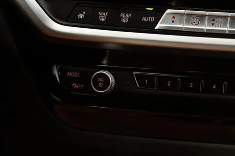 Volume button in car panel. Control panel of audio player. Sound control butt Stock Photos