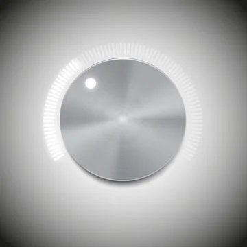 Volume button with metal texture and neon light scale vector Stock Illustration