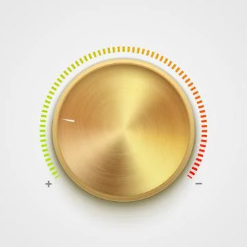 Volume button metal texture golden. Music knob sound level. Sound panel tuner Stock Illustration
