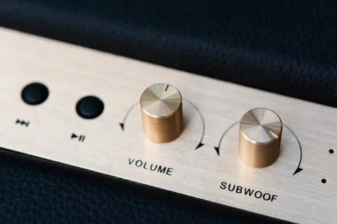 Volume button on speaker bluetooth Stock Photos