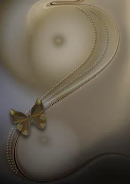 Volume circles covered with white beads and butterfly Stock Illustration