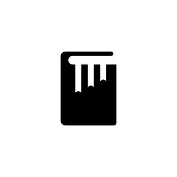 Volume Closed Book with Bookmarks. Flat Vector Icon illustration. Simple blac Stock Illustration