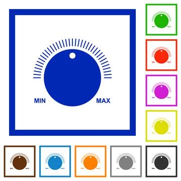 Volume control with captions flat framed icons Stock Illustration