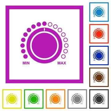 Volume control with captions flat framed icons Stock Illustration