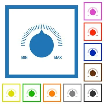 Volume control with captions flat framed icons Stock Illustration