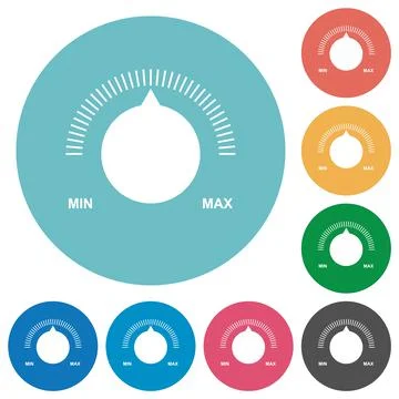 Volume control with captions flat round icons Stock Illustration