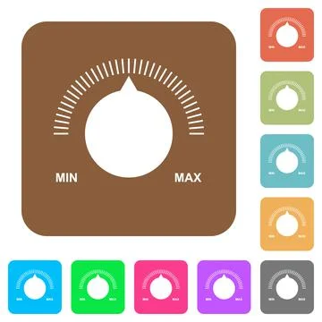Volume control with captions rounded square flat icons Stock Illustration