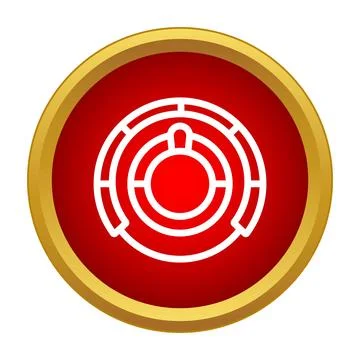 Volume control dial icon on red button Stock Illustration