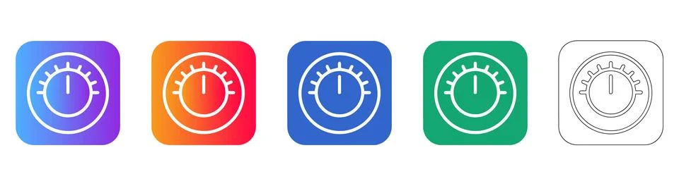 Volume Control Dial Icon Set Stock Illustration
