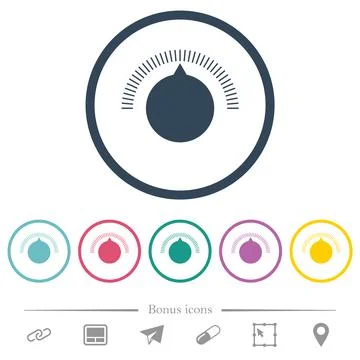 Volume control flat color icons in round outlines Illustrazione stock