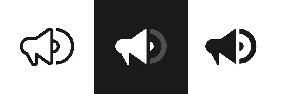 Volume control icon. Audio speaker sound waves vector illustration. Interfa.. Ilustración de archivo