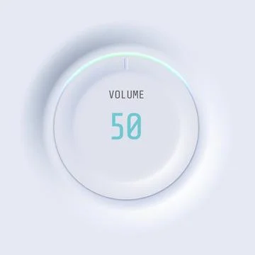 Volume control knob neumorphism style. UI interface element for application. Illustrazione stock