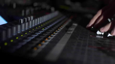 Volume control on the mixer Stock Footage 304314661