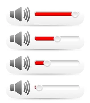 Volume control sliders on panels w/ speaker symbols Stock Illustration