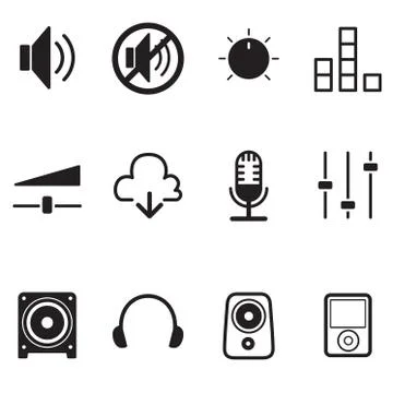 Volume controller &amp; Speaker technology icon Vector Illustration set Stock Illustration