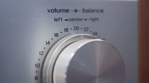 Volume dial turned up on vintage sound system Stock Footage