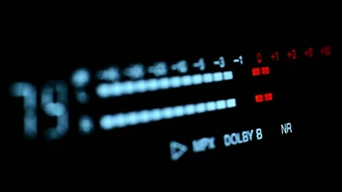 Volume display scale digital.Fluorescent peak level meter. Stock Footage 194840523