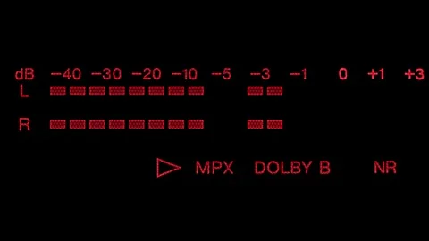 Volume display scale digital.Fluorescent peak level meter. Stock Footage 307536988