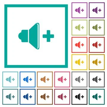 Volume up flat color icons with quadrant frames Stock Illustration