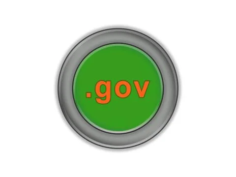 Volume green button with the designation of the top-level domain "gov" Illustrazione stock