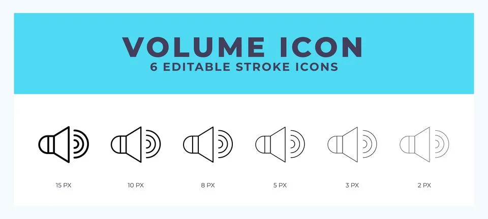 Volume icon with different stroke. Editable stroke. Vector illustration. Stock Illustration
