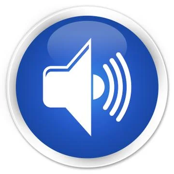 Volume icon premium blue round button Illustrazione stock