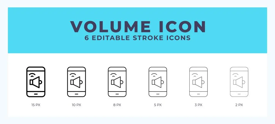 Volume icon set with different stroke. Design elements for logo. Vector ill.. Stock Illustration