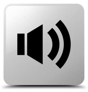 Volume icon white square button Illustrazione stock
