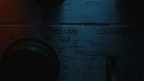 The volume indicator  a old radio. Blue and red lights close-up. Stock Footage 123777527