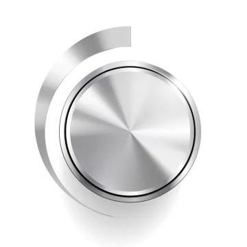Volume Knob Controls on brushed metal plate Stock Illustration