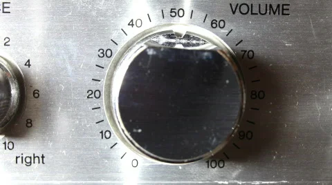 Volume knob stereo hifi music sound audio Stock Footage