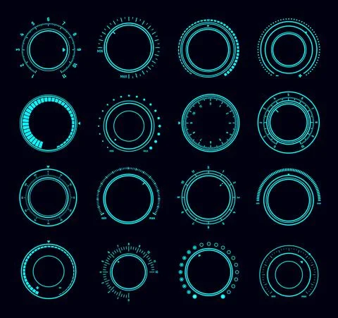 Volume knob switch dials, music sound regulators Illustrazione stock