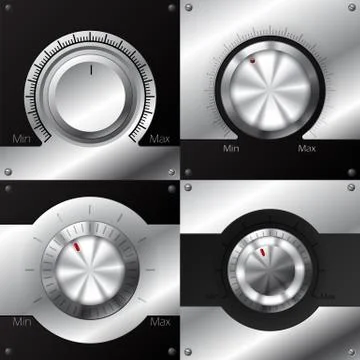 Volume knobs with black and metallic elements Stock Illustration