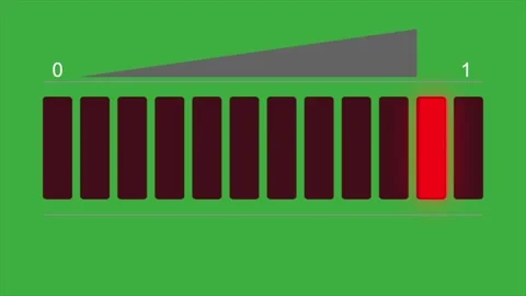 Volume level indicator bar animation from zero to one on green screen Stock Footage 330849908