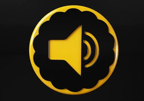 Volume media button. buttons. Shiny icon with yellow frame and with reflectio Stock Illustration