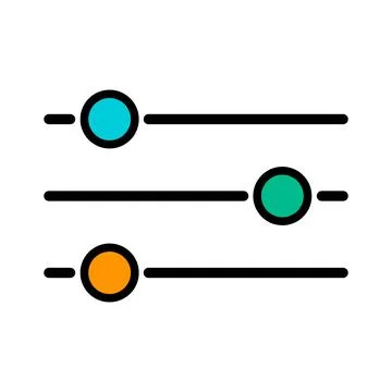 Volume mixer control icon, filter sound symbol button, switch sign vector ill 스톡 일러스트