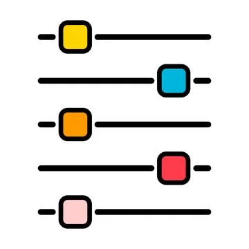 Volume mixer control icon, filter sound symbol button, switch sign vector ill 스톡 일러스트