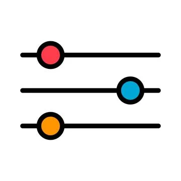 Volume mixer control icon, filter sound symbol button, switch sign vector ill 스톡 일러스트